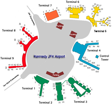 JFK airport map : Main NYC airport